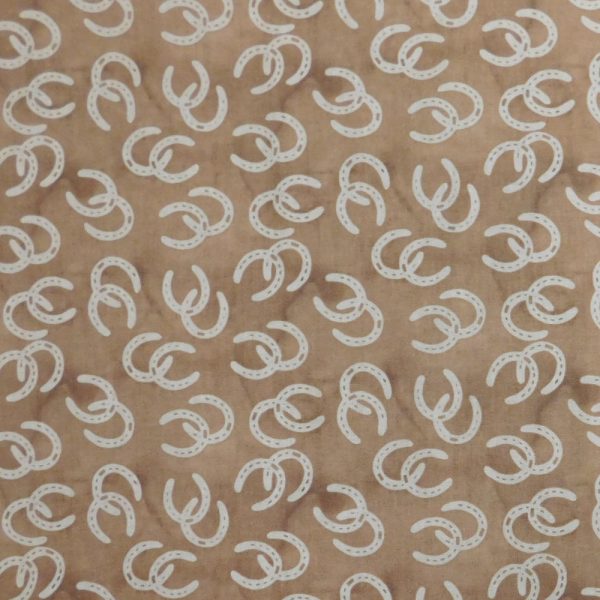Quilting Patchwork Cotton Sewing Fabric Horseshoes Brown 1 Meter