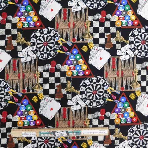 Quilting Patchwork Cotton Sewing Fabric Man Cave Sports 1 Meter