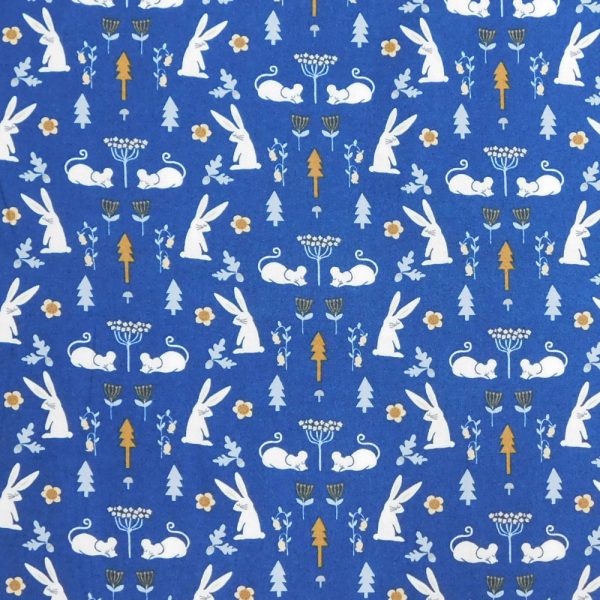 Quilting Patchwork Cotton Sewing Fabric Blue Bunnys 1 Meter