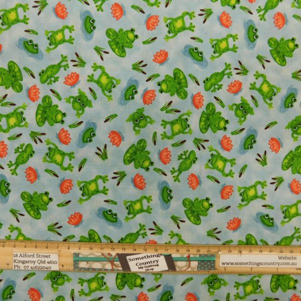 Quilting Patchwork Cotton Sewing Fabric Frolicking Frogs 1 Meter