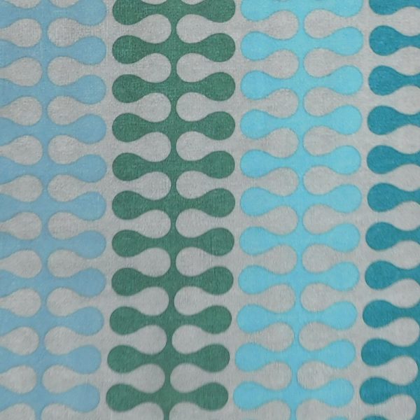 Quilting Patchwork Cotton Sewing Fabric Retro Blobs Blue 1 Meter
