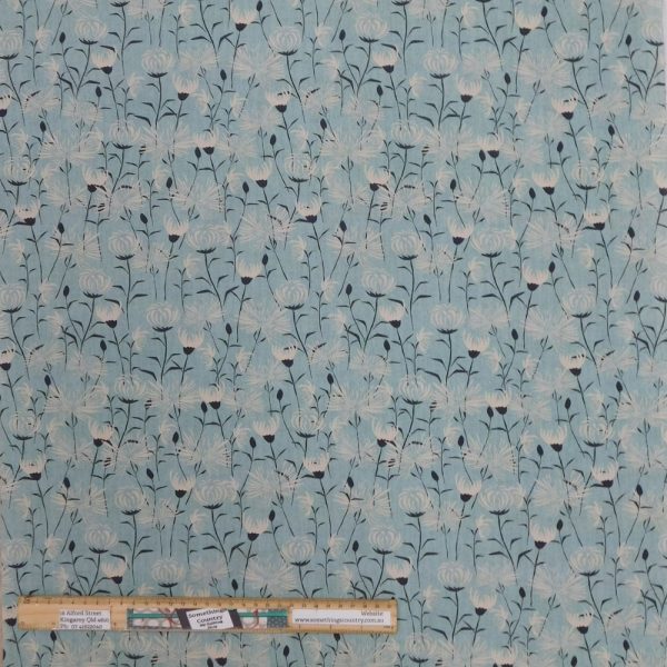 Quilting Patchwork Cotton Sewing Fabric Dandelion Pale Blue 1 Meter