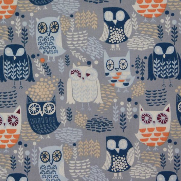 Quilting Patchwork Cotton Sewing Fabric Blue Owls 1 Meter