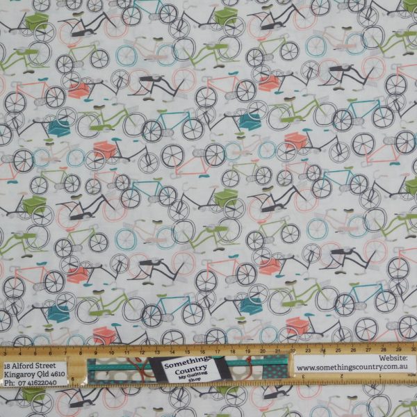 Quilting Patchwork Cotton Sewing Fabric Bicycles 1 Meter