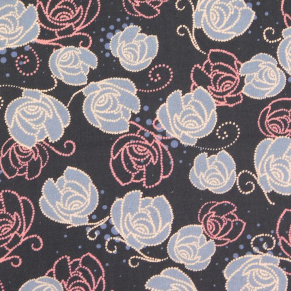 Quilting Patchwork Cotton Sewing Fabric Floral Pink Blue Roses 1 Meter