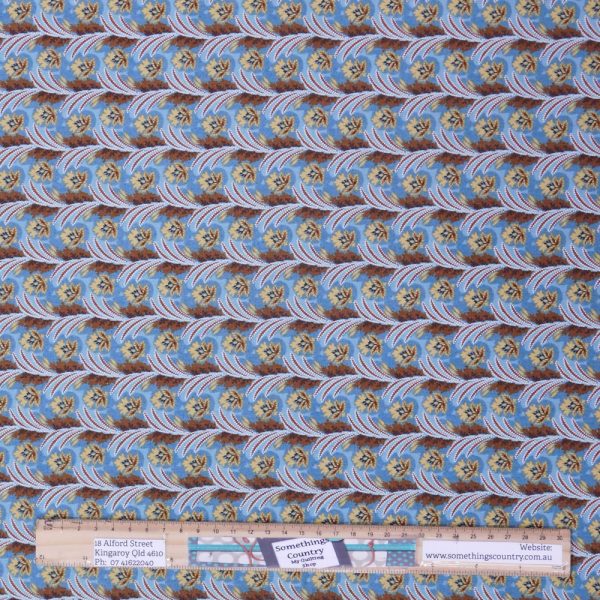 Quilting Patchwork Cotton Sewing Fabric Windermere Repro Blue Floral 1 Meter