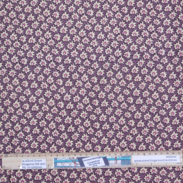 Quilting Patchwork Cotton Sewing Fabric Windermere Purple Leaf 1 Meter