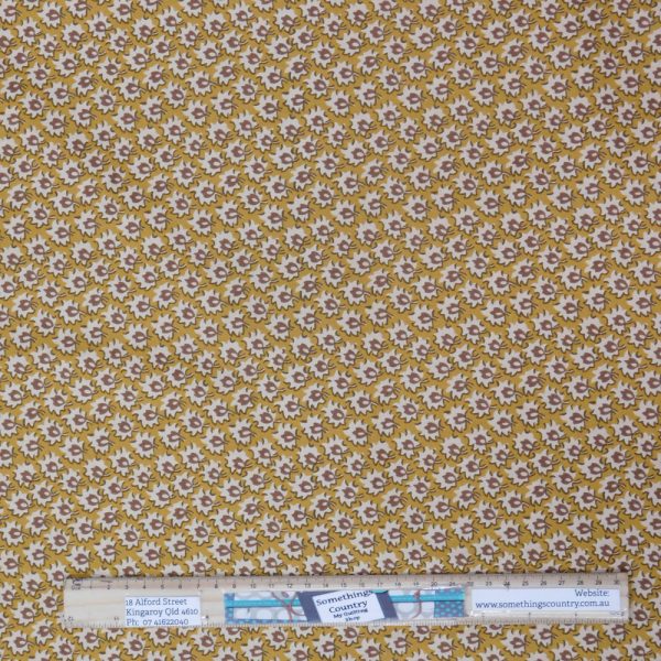 Quilting Patchwork Cotton Sewing Fabric Windermere Mustard Leaf 1 Meter