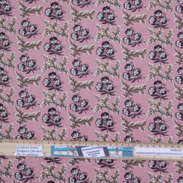 Quilting Patchwork Cotton Sewing Fabric Windermere Pink Pansy 1 Meter