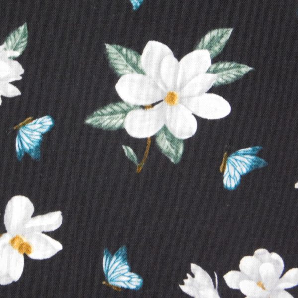 Quilting Patchwork Cotton Sewing Fabric White Magnolias 1 Meter