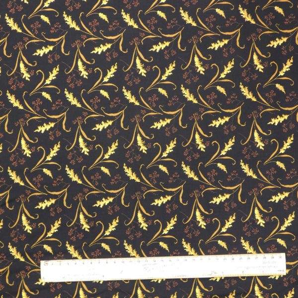 Quilting Patchwork Cotton Sewing Fabric Black Wheat Stalks 1 Meter