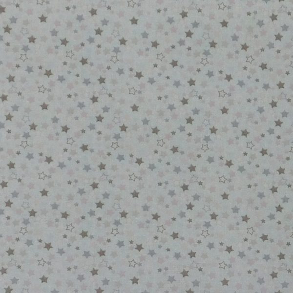 Quilting Patchwork Cotton Sewing Fabric White Pastel Stars 1 Meter