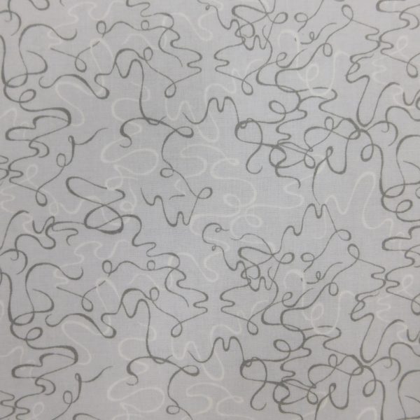 Quilting Patchwork Cotton Sewing Fabric Grey Squiggles 1 Meter
