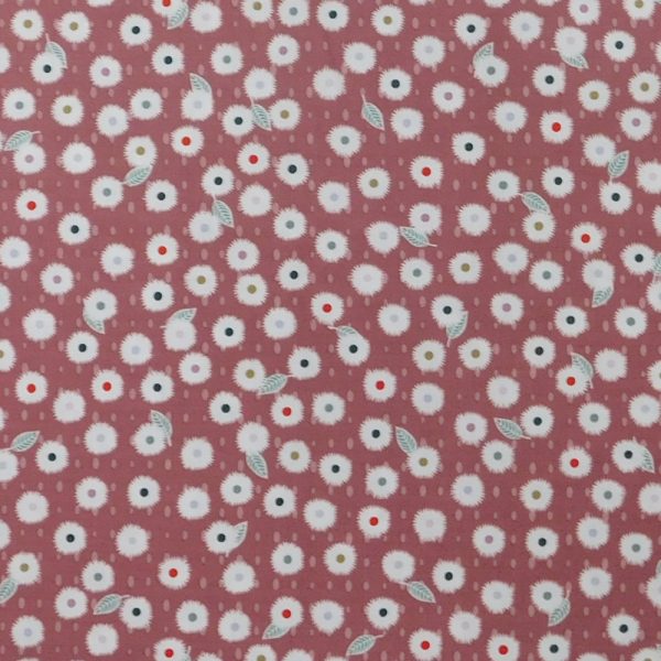 Quilting Patchwork Cotton Sewing Fabric Salmon Pink Floral 1 Meter