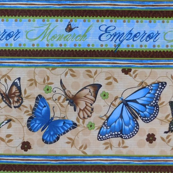 Quilting Patchwork Cotton Sewing Fabric Butterfly Border 1 Meter
