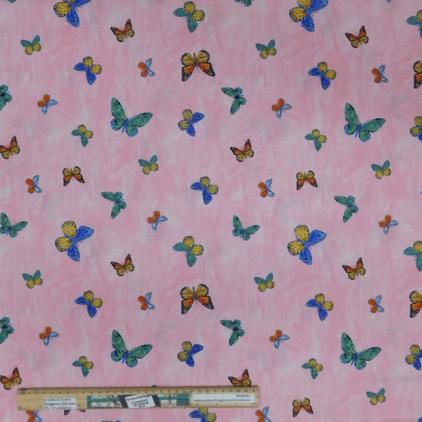 Quilting Patchwork Cotton Sewing Fabric Butterfly Pink 1 Meter