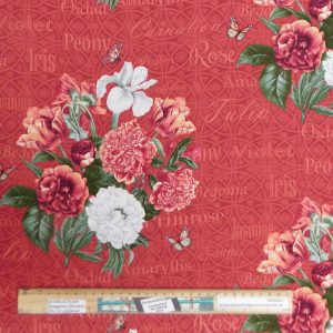 Quilting Patchwork Cotton Sewing Fabric Red Floral A 1 Meter
