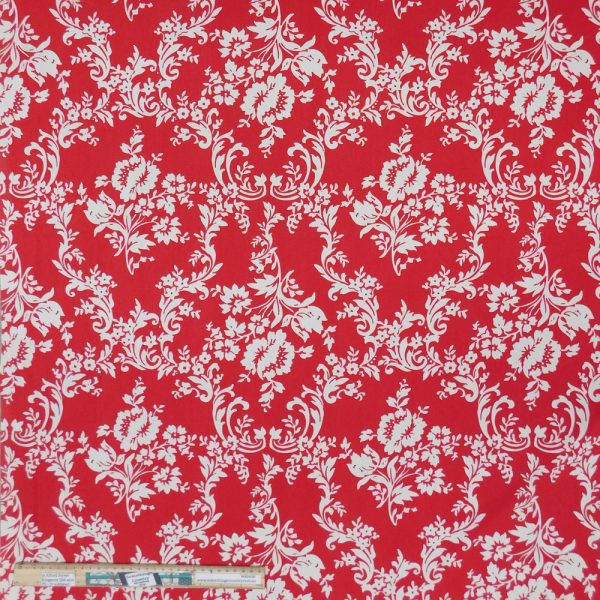 Quilting Patchwork Fabric Sewing Red Floral Drill Wide Backing 150x50cm