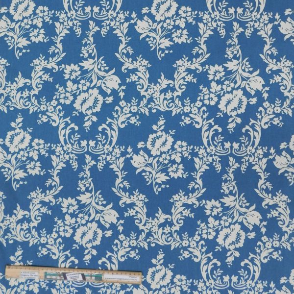 Quilting Patchwork Fabric Sewing Blue Floral Drill Wide Backing 150x50cm