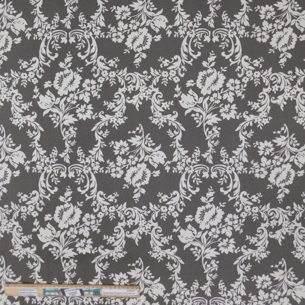 Quilting Patchwork Fabric Sewing Taupe Floral Drill Wide Backing 150x50cm