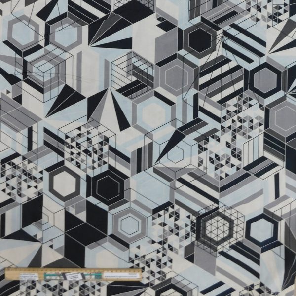 Quilting Patchwork Fabric Sewing Greys Geometric Wide Backing 295x50cm