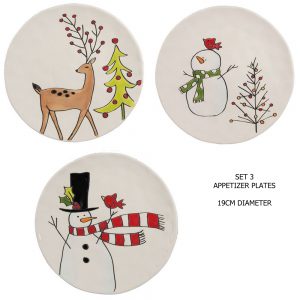 Lang Kitchen Dining Winter Whimsy Set of 3 Serving Appetizer Plates