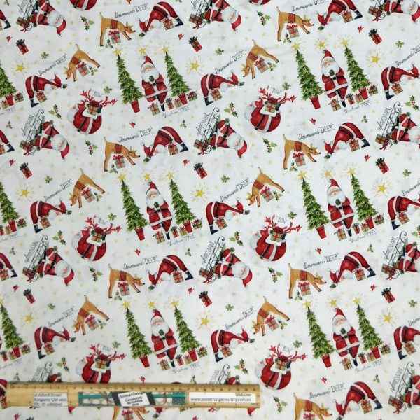 Patchwork Quilting Sewing Fabric A Yoga Christmas 50x55cm FQ