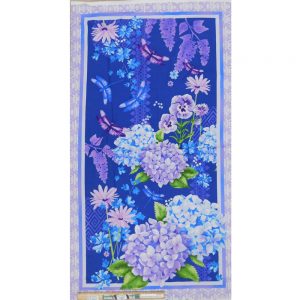 Patchwork Quilting Sewing Fabric Midnight Hydrangea Panel 60x110cm