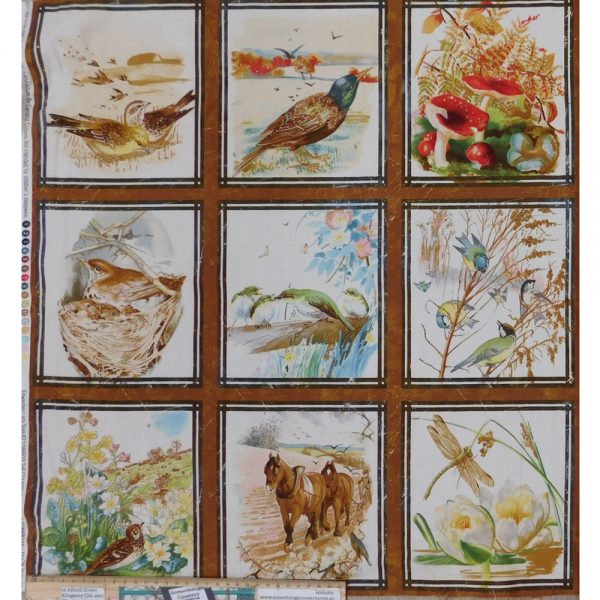 Patchwork Quilting Sewing Country Diary Panel 55x59cm
