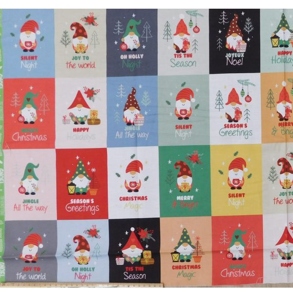Patchwork Quilting Sewing Fabric Gnoel Christmas Panel 55x110cm
