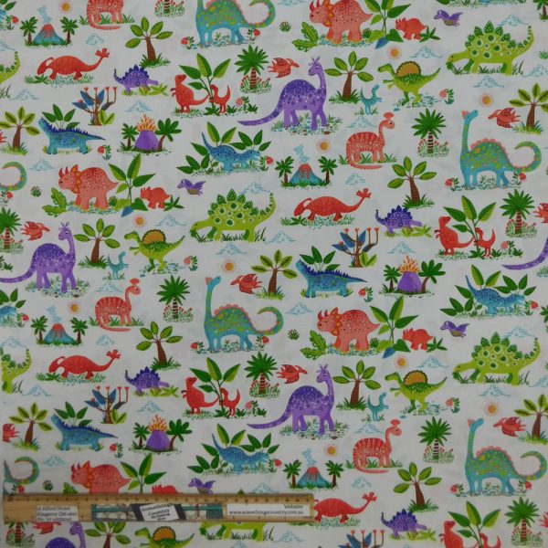 Quilting Patchwork Sewing Fabric Dinosaur Friends Allover 50x55cm FQ