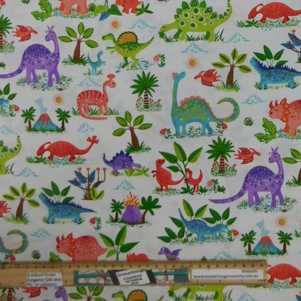Quilting Patchwork Sewing Fabric Dinosaur Friends Allover 50x55cm FQ