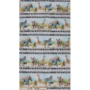 Patchwork Quilting Fabric Baby Safari African Border Panel 64x110cm