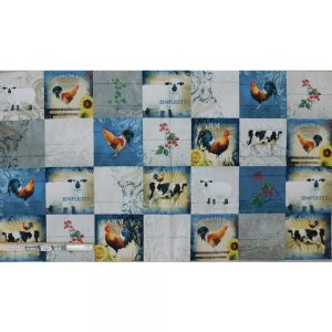 Patchwork Quilting Fabric Farm Fresh Rooster Squares Panel 62x110cm