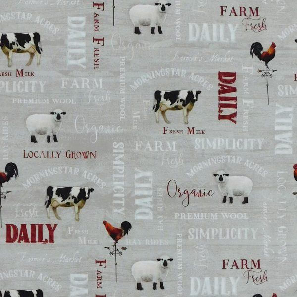 Patchwork Quilting Sewing Fabric Farm Fresh Animals Allover 50x55cm FQ