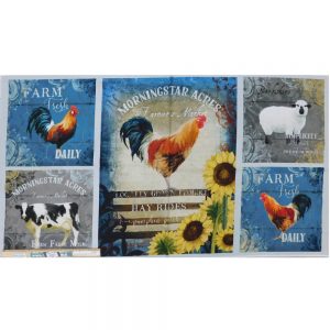 Patchwork Quilting Fabric Farm Fresh Rooster Panel 60x110cm