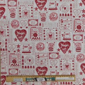 Patchwork Quilting Sewing Fabric Say It With A Stitch White 50x55cm FQ