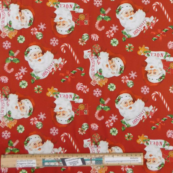 Patchwork Quilting Sewing Fabric Christmas Candy Santa 50x55cm FQ