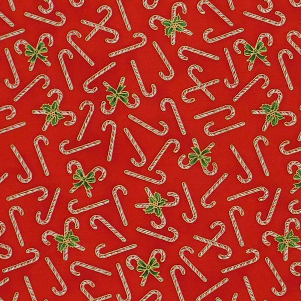 Patchwork Quilting Sewing Fabric Candy Cane Christmas Red 50x55cm FQ