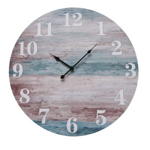 Clock French Country Wall Hanging Soft Blue and Pink Boards 60cm
