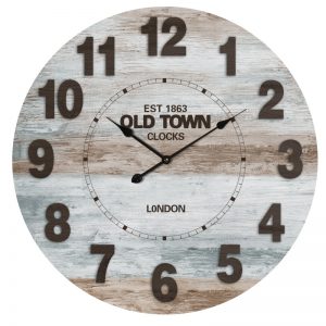 Clock French Country Wall Hanging Old Town Boards 60cm