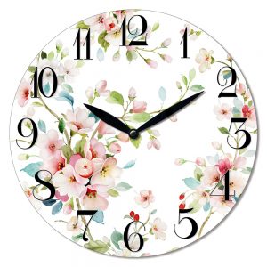 Clock Wall French Country Peach Blossom White Clocks 29cm
