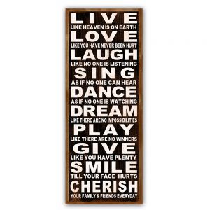 Country Rustic Wooden Sign Hanging Live Laugh Love 20x51cm Large