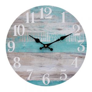 Clocks Wall Hanging Soft Blue and White Boards Clock 34cm