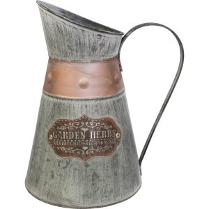French Country Vintage Look Metal Herb Watering Jug or Vase
