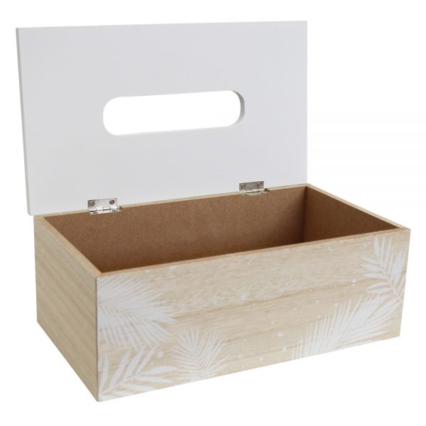 French Country Tissue Box Rectangle White Palm Holder Box