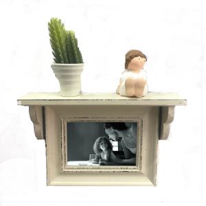 French Country Rustic Wooden Cream Horizontal Frame and Shelf