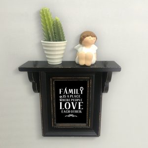 French Country Rustic Wooden Black Vertical Frame and Shelf