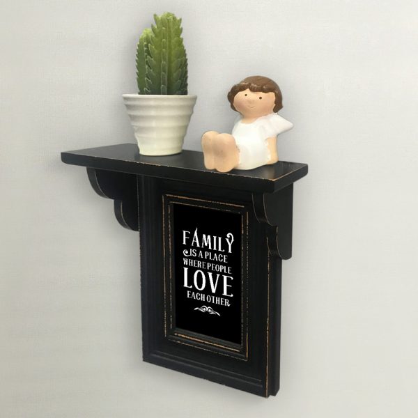 French Country Rustic Wooden Black Vertical Frame and Shelf