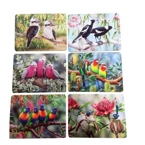 Ashdene Kitchen Cork Backed Placemats & Coasters Aust Bird & Flora Set 6
